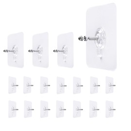 LAJAR 18 Pack Adhesive Wall Screws Hanging Nails, Seamless Screws for Wall Mounting, Nail-Free Stickers for Kitchen, Shower and Bathroom (12mm)