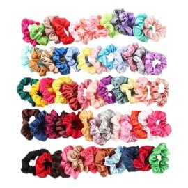 60 Colores Ligas Elásticas Para Cabello Scrunchies De Satén