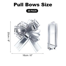 uxcell 20pcs Silver Tone Pull Bows 6.3 Inches Wide Large Organza Ribbon Gift Bows for Gift Wrapping Gift Baskets Decor Wedding Parties Birthday Florist Packaging and Decoration