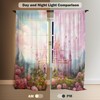 Yilinata Princess Castle Window Curtains for Kids Girls Magic Pink