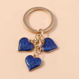 tenghong2021 Valentine's Day Gift Sweet Heart Keychain Charms Enameled Cute Hearts Keyring Purse Bag Woman Accessories (Blue (A))