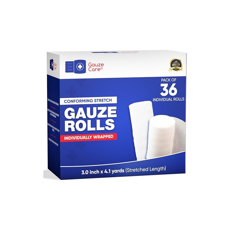 Gauze Rolls 3 inch 36 Rolls – Premium Quality Lint