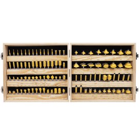 MNA 100 Piece Router Bits Set, 1/4 Inch Shank Expert Router Bit Kit with Wooden Storage Case, Tungsten Carbide Router Bits Kit for Woodworking