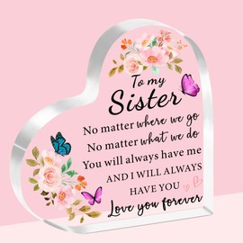 SDOFY Sister Gifts from Sister, Sister Birthday Christmas Gifts for Friend Besties Acrylic Plaque Gifts for Sisters