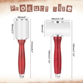 2 Pack Leather Carving Hammer, Nylon Wood Handle Leathercraft Mallet Leather Carving Mallet Hammer for DIY Stamping Sew Leather Cowhide Working Tools