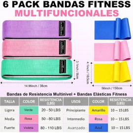 6 PCS Bandas de Resistencia,Bandas Elásticas,Varias Libras,Ligas Elásticas de Látex Natural Multifuncional,Bandas Elásticas para Hombres y Mujeres para Ejercicio, Fitness, Entrenamiento,Yoga,Regalos