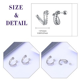 feilok Men's Earrings Stainless Steel Punk Octopus Finger Earrings Hoop Piercing Stud Earrings for Men Women, Stainless Steel