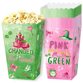 LaVenty Pink and Green Birthday Party Decorations Popcorn Boxes Candy Goodies Treat Bags Pink and Green Witch Theme Goodie Bags for Party Supplies