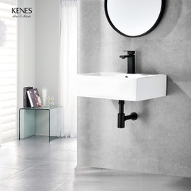 KENES Universal Siphon for Washbasins and Washbasins - Tube Siphon / Sink Siphon | Pipe Siphon Odour Trap | Drain Fitting Perfect Fit - Matte Black