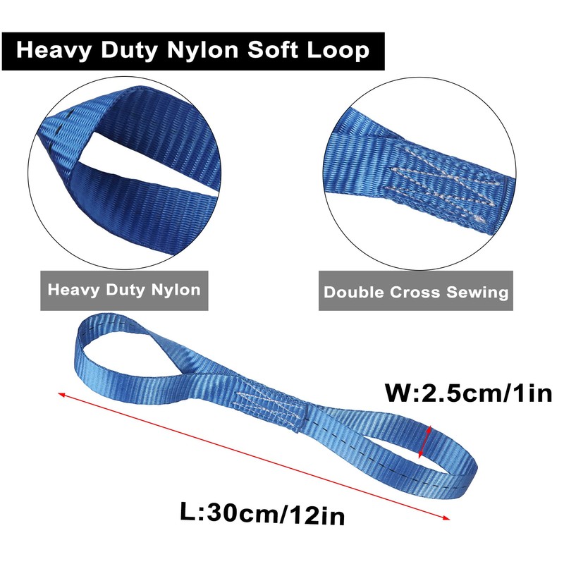 JAKAGO 8 PCS Soft Loop Tie Down Straps,Heavy Duty Webbed