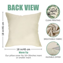 Fahrendom Farmhouse Eucalyptus Leaves Decorative Throw Pillow Cover 18 x 18 Set of 4, Buffalo Plaid Home Sweet Home Wreath Mason Jar Porch Outdoor Pillowcase, Spring Summer Couch Cushion Case Decor