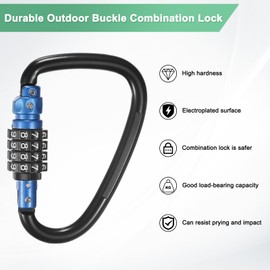 M METERXITY 2-Pack D-Shaped Combination Locks, 4.37IN Large Heavy 4-Digit Password Combo Lock for Bike/Helmet/Travel Suitcase Luggage/Backpack/Outdoor, Trigger Buckle Clips [Blue]
