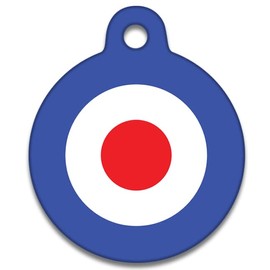Spoilt Rotten Pets 19mm Bullseye RAF Mod Ska Design Dog or Cat Identity Disc, Cat Kitten Dog Puppy ID Tag, Pet Tag Custom Printed with Your Contact Details