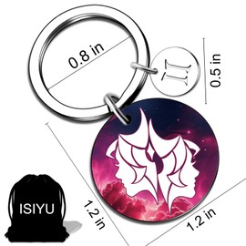 12 Constellation Keychain Gift Zodiac Astrology Gifts Birthday Gifts For Women Men Adults Boys Horoscope Lovers Gift For Women Sister Birthday (Gemini）