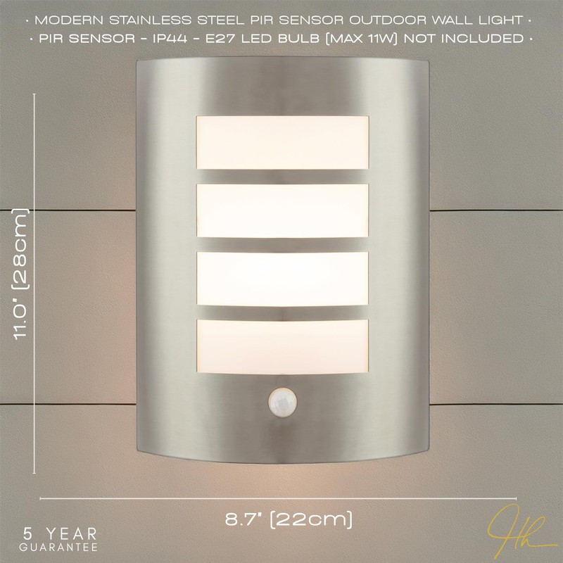 Modern Outdoor IP44 Stainless Steel Flush Wall Lamp Fitting with