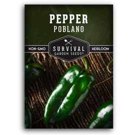 Poblano Pepper Seeds for Planting | Ancho Chile Heirloom Variety – Non-GMO Seeds for Roasting, Stuffing & Drying – Survival Garden Seeds (1 Pack)