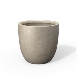 Kante Round Concrete Planter, Large Outdoor Indoor Garden Pots with Drainage Hole, 18-Inch Diameter Flower Pots for Patio, Garden and Home, Weathered Concrete