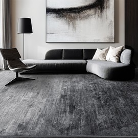 Baauye Washable Rug, Ultra Soft Area Rug 8x10, Non Slip Abstract Rug Foldable, Stain Resistant Rugs for Living Room Bedroom, Modern Fuzzy Rug(Gray, 8'x10')