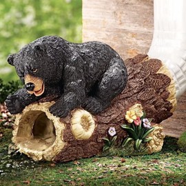 Outdoor Statue for Downspout Extension, Curious Bear Shape Downspout Diverter Garden Decorative, Whimsical Full Color Downspout Gutter Extender for Yard, Lawn, Patio, Fittting Downspout up to 3”x2.5”