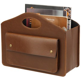 HofferRuffer Magazine Basket Holder, Foldable Magazine Rack, Document File Holder Organizer, File Folder, Newspaper Storage Bin Organizer for Home or Office (Brown)