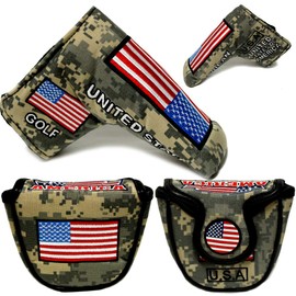 Putter Cover Headcover Pin Magnet Fit Scotty Cameron Odyssey Embroidered USA American Flag (Magnetic Type (Triangle)