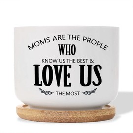 DecStic Moms are The People Who Know Us The Best Love Us Ceramic Planters Bible Verse Planters for Outdoor Plants with Drainage Holes and Saucers Pot for Succulents Cactus Garden Windowsill