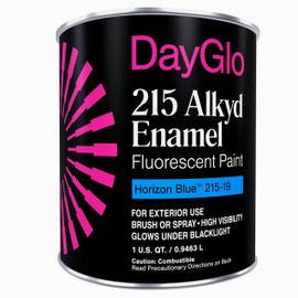 DayGlo Fluorescent Solvent-Based 215 Alkyd Brushing Enamel Paint, high visibility for interiors, arts and crafts, safety applications (Quart, Horizon Blue, 215-19)