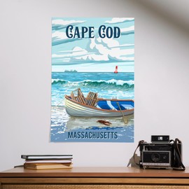 Lantern Press 16x24 Inch Giclee Print, Cape Cod, Massachusetts, Dory and Lobster Traps