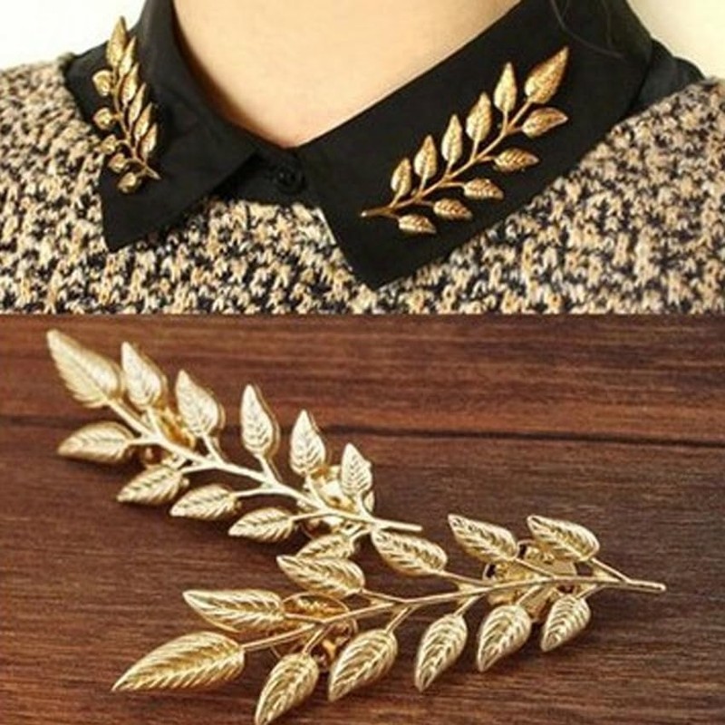 coadipress Gentlemen Gold Silver Leaf Brooches Simple Elegant Retro Double