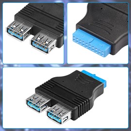CERRXIAN 3 x USB 3.0 to 20 Pin USB 3.0 Splitter Adapter for Windows Connector Internal for Motherboard