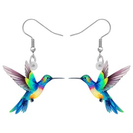 BONSNY Acrylic Dangling Novelty Fun Blue Cute hummingbird Earrings Hypoallergenic Designer Jewelry Gifts For Women (Turquoise)