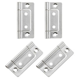 sourcing map 4Pcs 2x1 Inch Door Hinges Non-Mortise No Noise Bifold Door Hinges Plating for Cabinet Furniture Window Wardrobe, Silver Tone