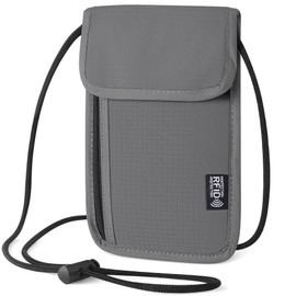 Likesing 5.5" L x 7.9" W Travel Neck Wallet, RFID Blocking Passport Holder, Security Lightweight Passport Travel Wallet, Neck Pouch Gifts for Women Men(Gary)