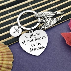 Vadaka Wife Memorial Jewelry Gift Wife Memorial Keychain Keyring A Piece of My Heart is in Heaven Wife Key Chain Wife Girlfriend Memorial Gift Remembrance Sympathy Gift Loss of Wife Keychain
