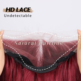 SUKRI 99j Burgundy Lace Front Wigs 13X4 Synthetic Red Burgundy Wig Long Wavy Hair with Baby Hair Pre Plucked Glueless Wigs for Women Natural Daily Use(26 Inch)