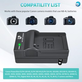 LP NB-4L NB-5L Cargador de batería para Canon PowerShot ELPH 100 HS 300 HS 330 HS 310 HS SD1000 SD1100 es SD1400 es SD200 SD30 SD300 SD40 SD400 SD600 SD750 Cargador para cargador Batería