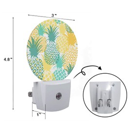 Axayaz Pineapple Night Light Plug Into Wall Yellow Green Fruit Pineapples Tropical Auto Sensor LED Dusk to Dawn Light for Bedroom Staircase