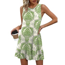 HOTOUCH Summer Dress for Women 2025 Sleeveless Swing Summer Casual Tunic Ruffle Dresses