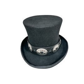 Top Hat Wool Felt Victorian Style Conch Mad Hatter Theater Rental Quality (Medium Conch) Black