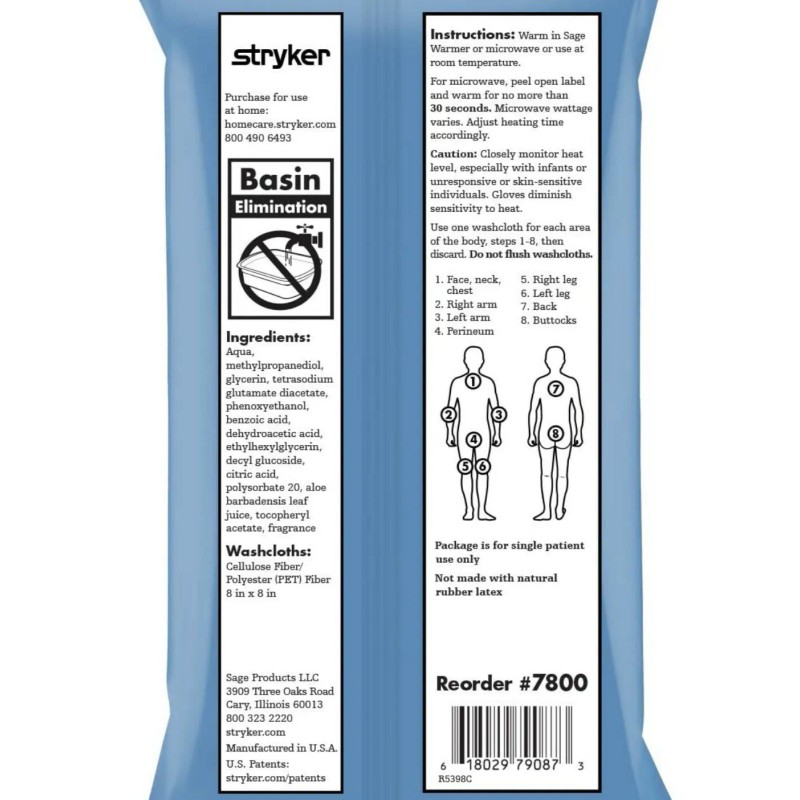 SAGE Essential Bath Cleansing Washcloths, 8 Per Pack, 6 Packs