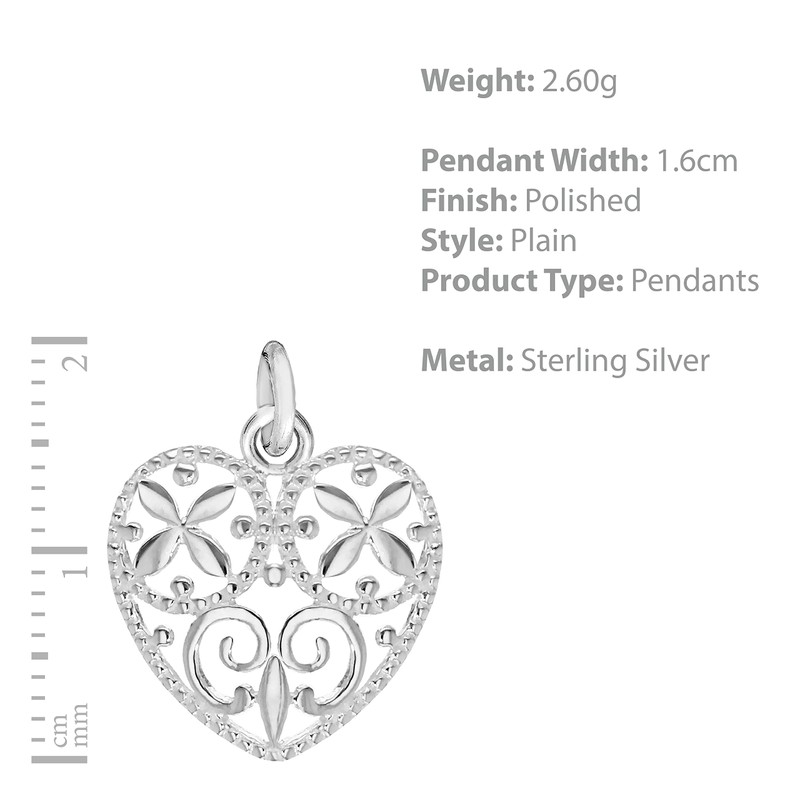 Tuscany Silver Women's Sterling Silver Filigree Heart Pendant - CHAIN
