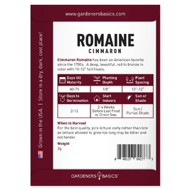 Red Romaine Lettuce Seeds for Planting - Cimmaron - Heirloom, Non-GMO Vegetable Variety- 2 Grams Lettuce Seeds Great for Spring, Summer, Fall, Winter Garden and Hydroponics by Gardeners Basics