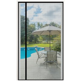 Side Opening Screen Door Mesh, Fit Door Size 38 x 83 Reveisible Left Right Magnetic Screen Door With Strong Magnets, Self Closing Door Screen Magnetic Closure Heavy Duty For Pet Kid Keep Bugs Out Gray