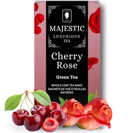 Majestic Tea| Sencha Kyoto Cherry Rose| Green Tea| Loose Leaf Pyramid Tea Bags| Eco-conscious Tea Bags | Individually Wrapped 20 Tea Bags|.
