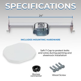 OHLECTRIC Saf-T-Bar for Ceiling Fan and Light Fixture - Ceiling Fan Mounting Bracket for Engineered Truss with 1-1/2 Inch Deep Box - for New Construction Or Remodelling in Accessible Attic, Pack of 2
