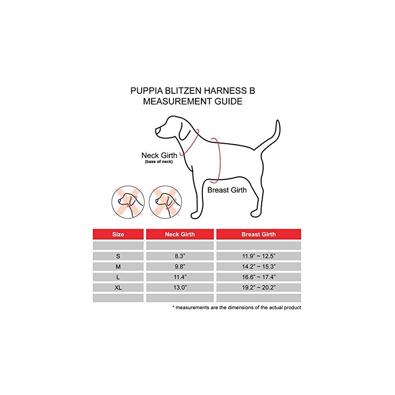 Puppia Blitzen - Arnés B, Grande, Color Rojo