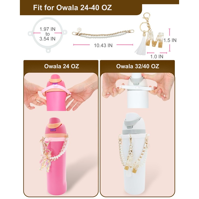 TOVICE Letter Accessories for Owala Water Bottle 24-40oz, 3PC Cute