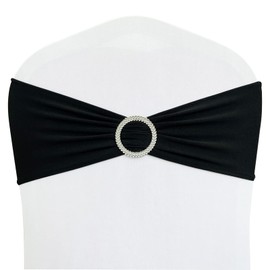 Maiangel Spandex Chair Sashes Bands 30PCS Stretch Chair Ties Bows with Buckle Slider for Wedding Party Banquet Decoration (Black)…