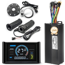 Electric Bicycle Controller for 1000W 2000W Hub Dc Motor, 30A/35A/45A Sine Wave 3-Mode Controller with S966 Color Display and 20X Right Handle Full Twist Throttle 36V 48V 52V Ebike Part (Black, 35A)