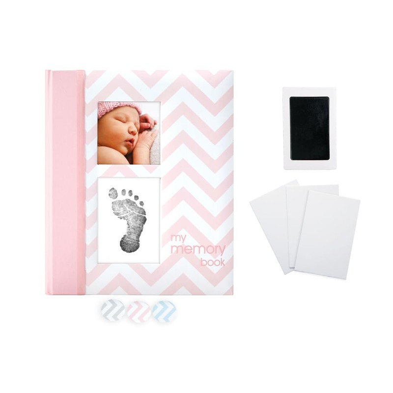 Pearhead Chevron Baby Memory Book with Clean Touch Ink Pad